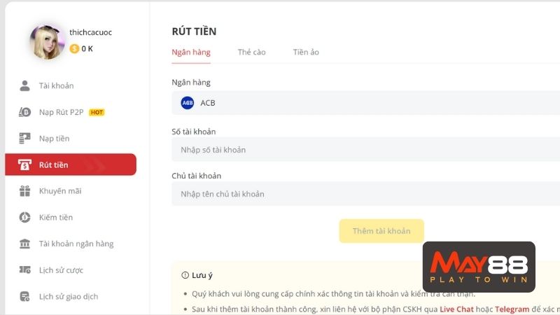 Rút tiền 33Win thành công